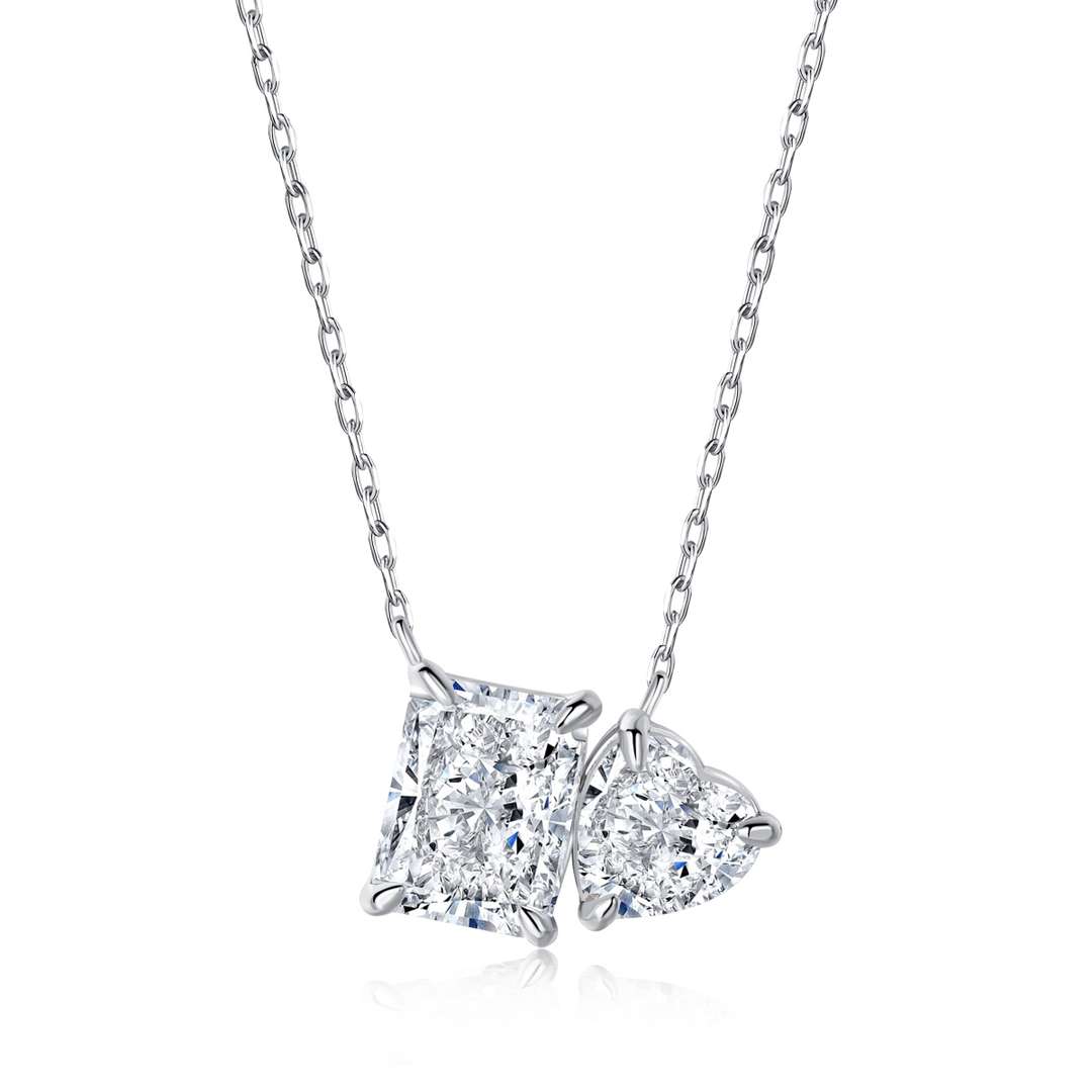 [CharmAries]Dazzling Square & Heart Shape Necklace