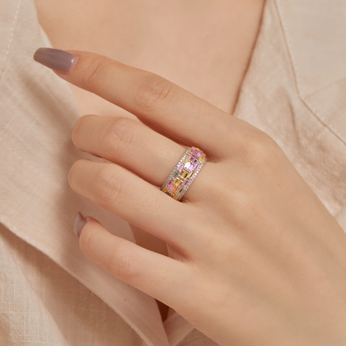 [CharmAries]Radiant Colorful Radiant Cut Daily Ring