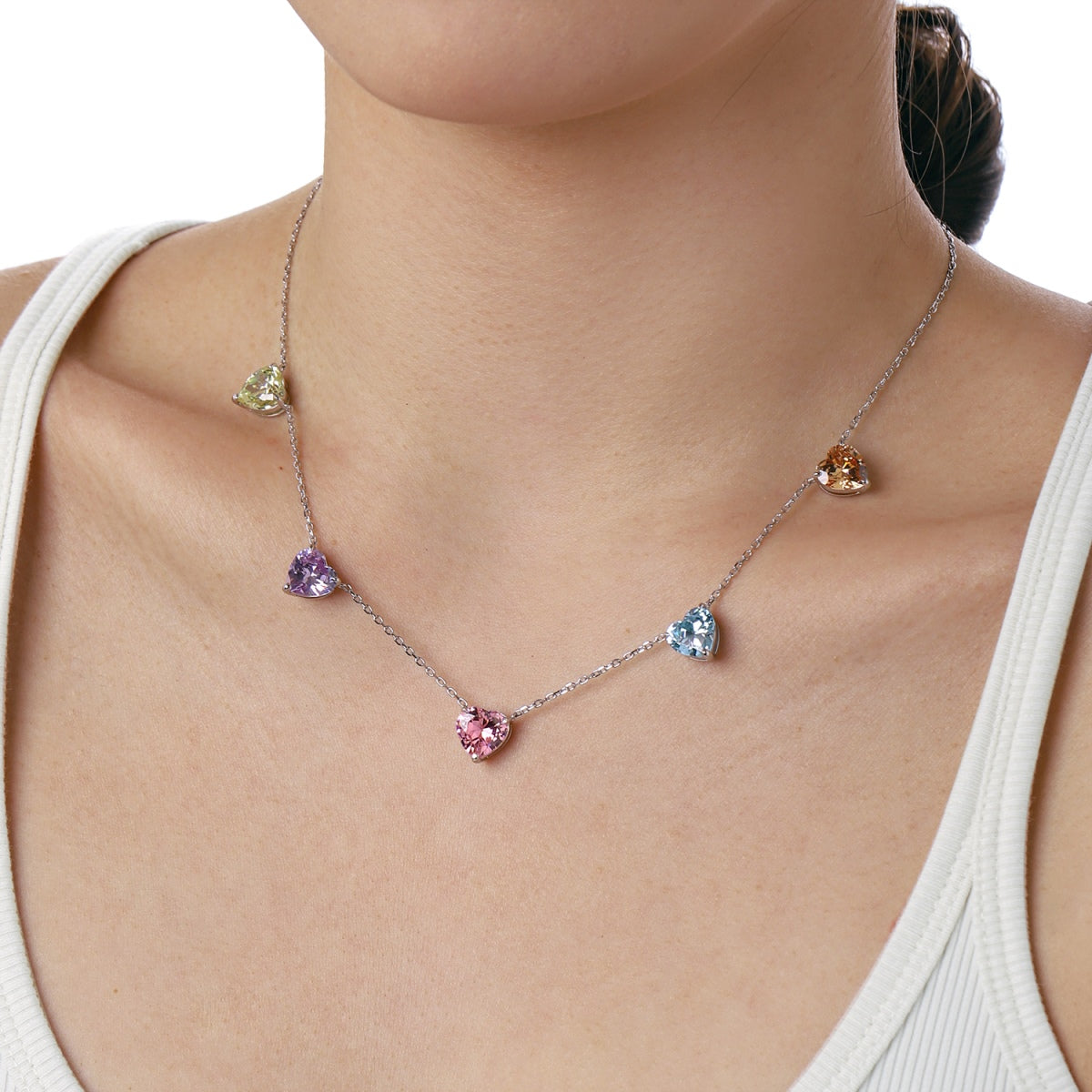 [CharmAries]Sparkling Colorful Heart Cut Necklace