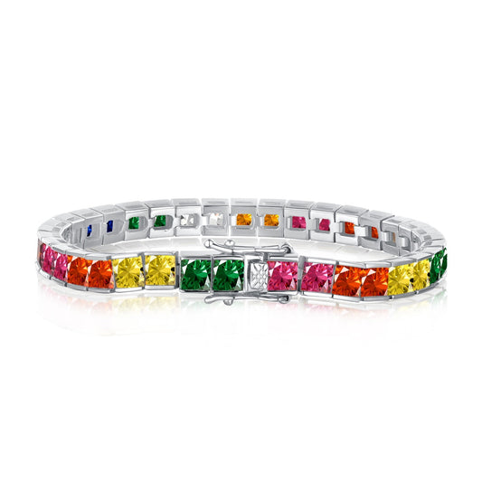 [CharmAries]Radiant Colorful Princess Cut Tennis Bracelet