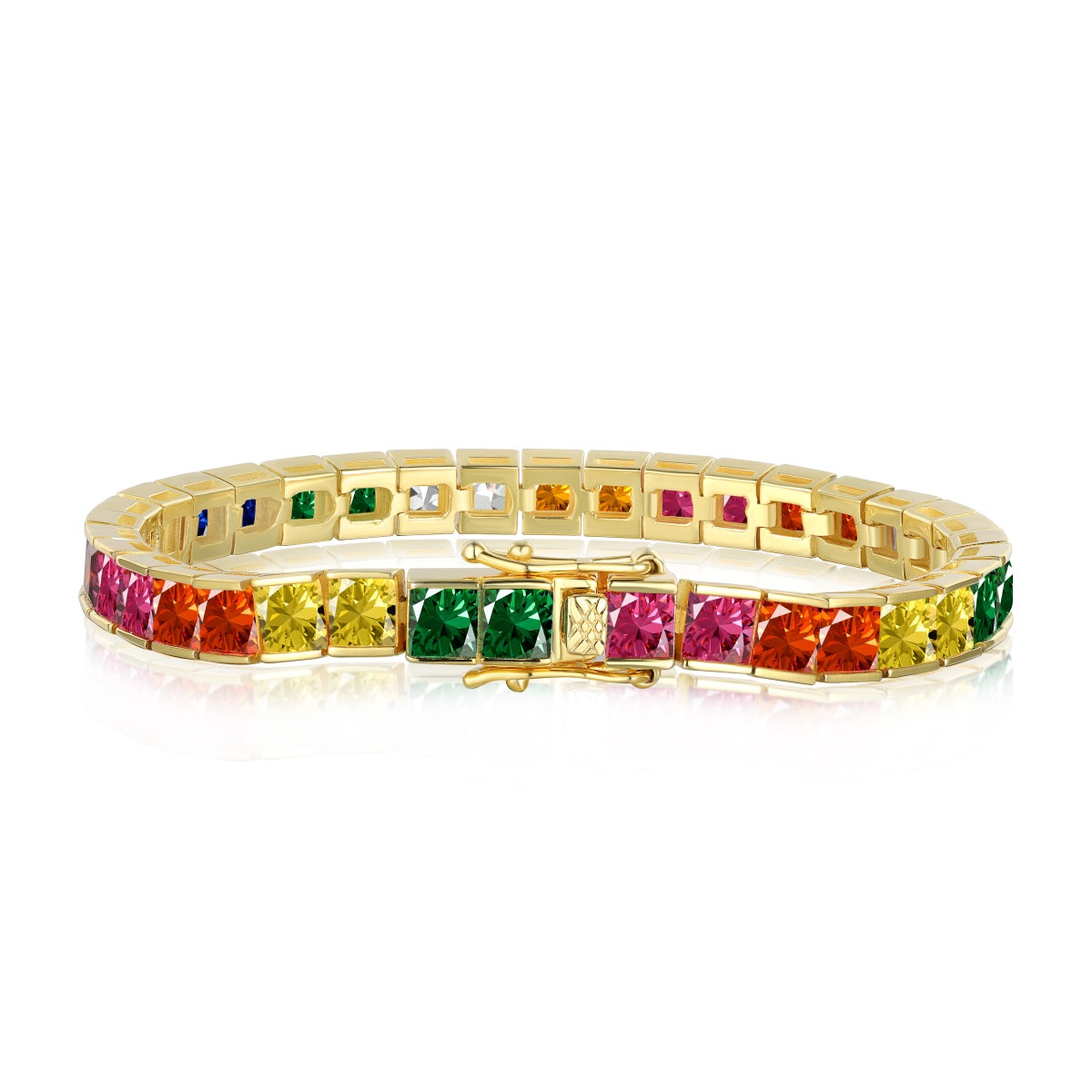 [CharmAries]Radiant Colorful Princess Cut Tennis Bracelet