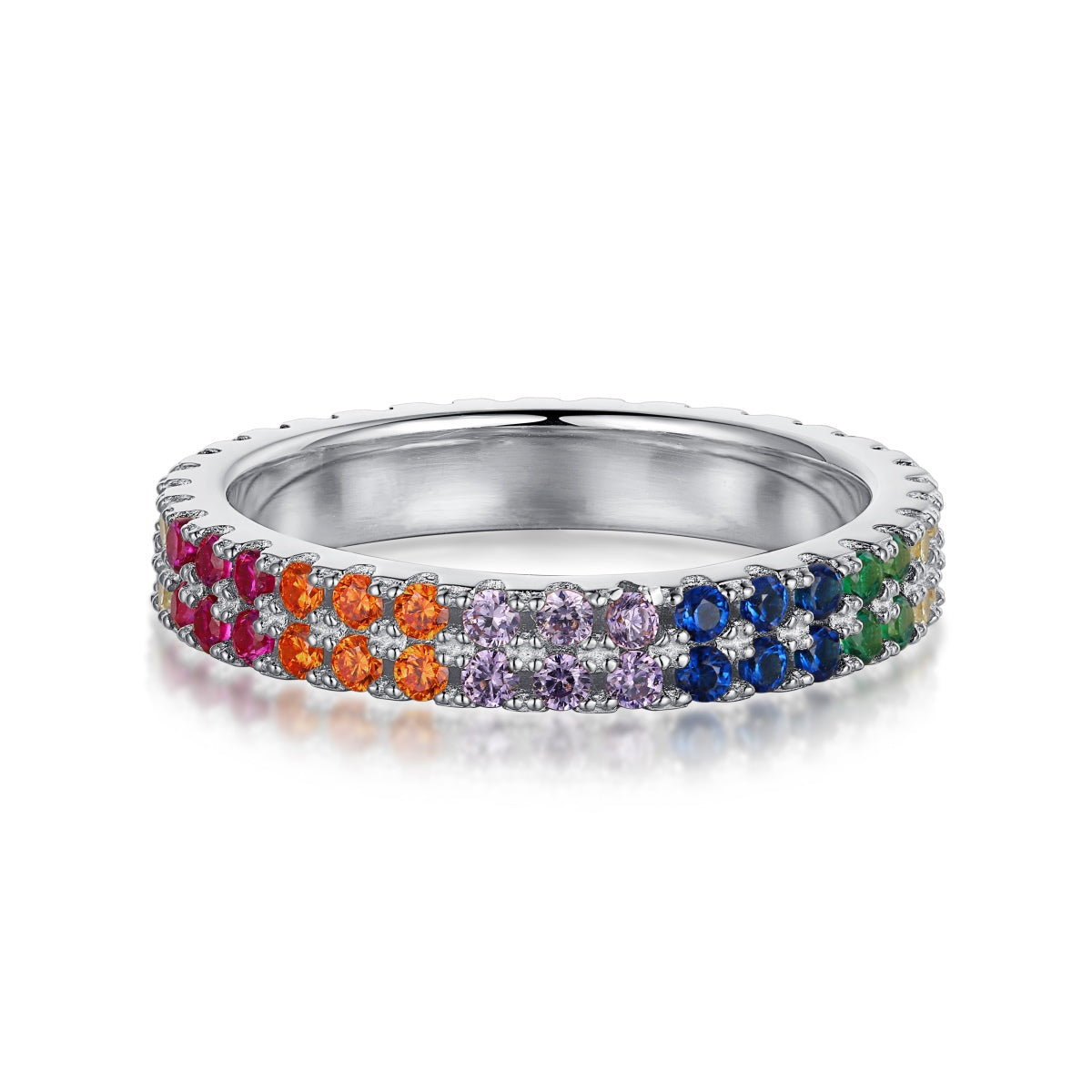 [CharmAries]Unique Colorful Round Cut Tennis Ring