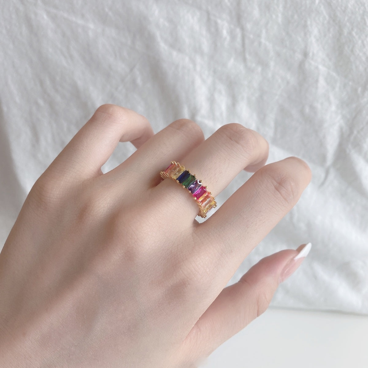 [CharmAries]Unique Colorful Radiant Cut RIng