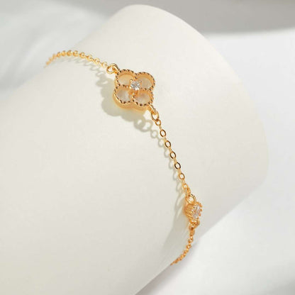 [CharmAries]Delicate Four Leaf Clover Bracelet