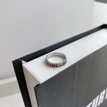 [CharmAries]Unique Colorful Round Cut Tennis Ring