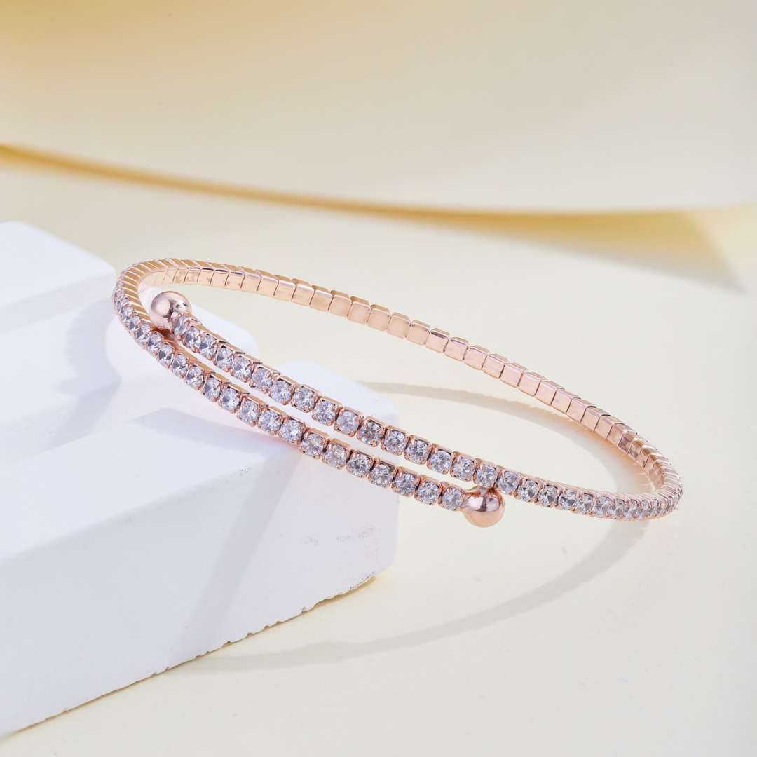 [CharmAries]Row of Diamonds Round Fashion Bracelet