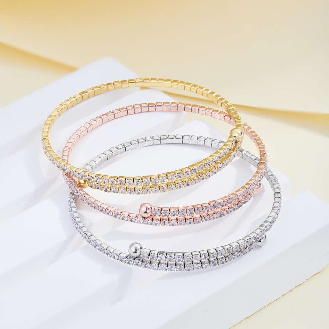 [CharmAries]Row of Diamonds Round Fashion Bracelet