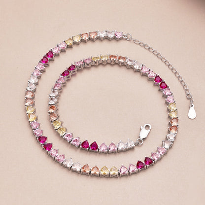 [CharmAries]Sparkling Colorful Full Heart Tennis Necklace