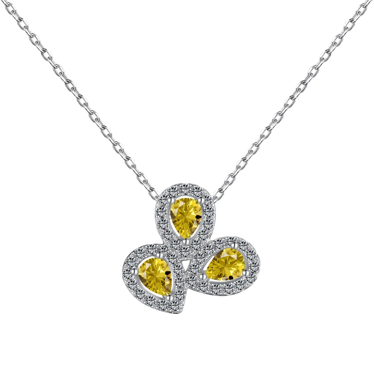 [CharmAries]Elegant Flower Shape Pear Cut Necklace