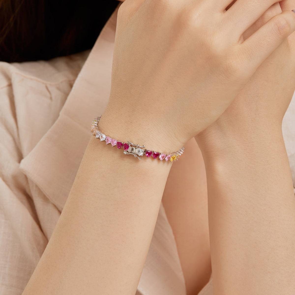 [CharmAries]Luxurious Colorful Romantic Heart Shape Lover Bracelet