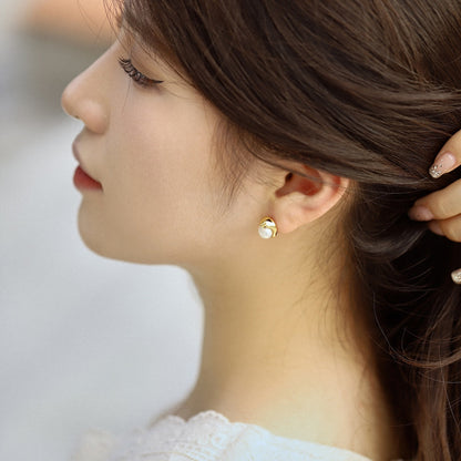 [CharmAries]Dainty Bread Pearl Earrings