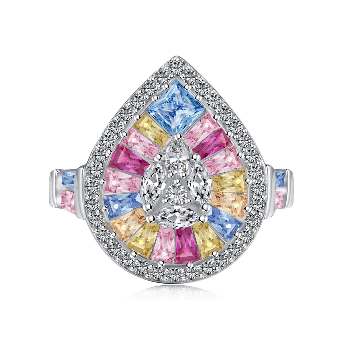 [CharmAries]Elegant Colorful Water Drop Shape Banquet Ring