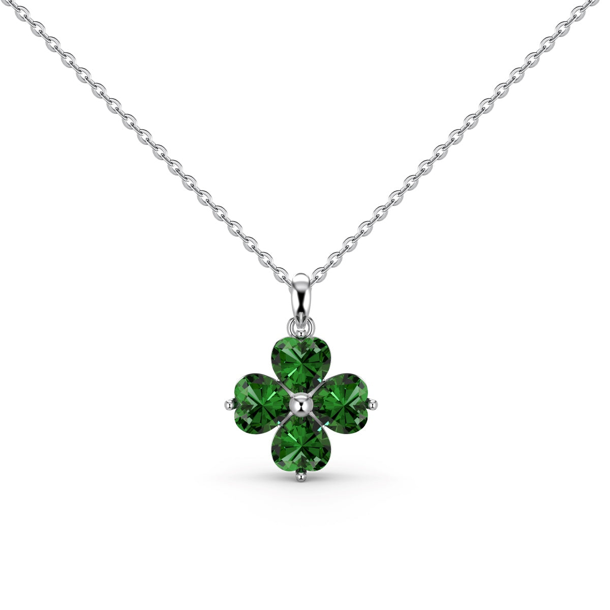 [CharmAries]Heart-Shaped Four-Leaf Clover Bead Necklace