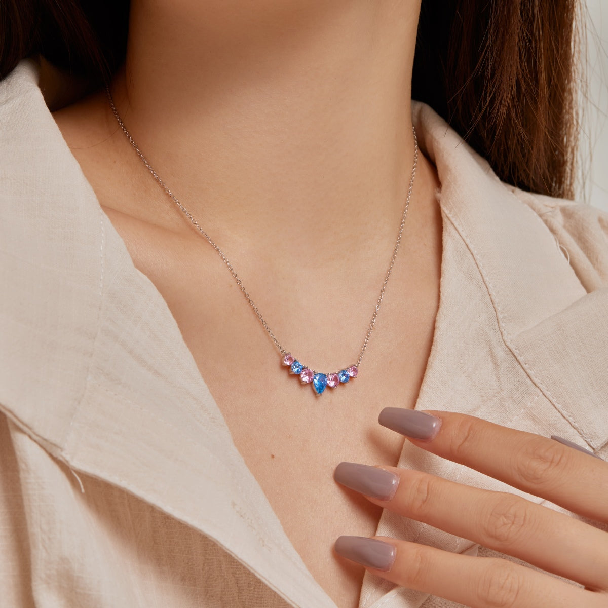 [CharmAries]Dainty Colorful Heart Necklace