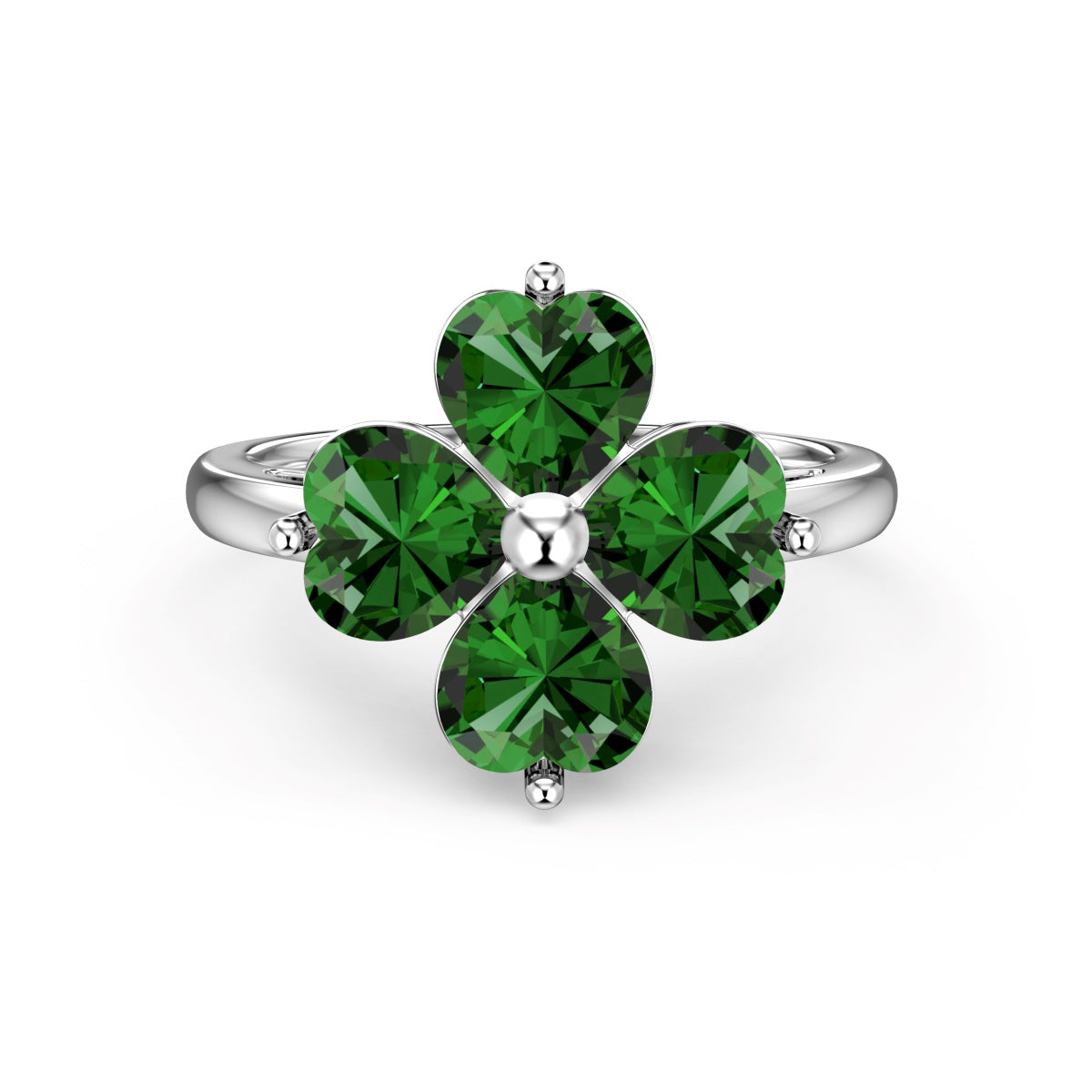 [CharmAries]Heart-shaped Four-Leaf Clover Ball Ring