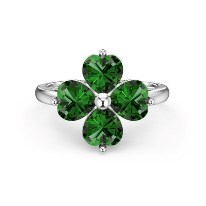 [CharmAries]Heart-shaped Four-Leaf Clover Ball Ring