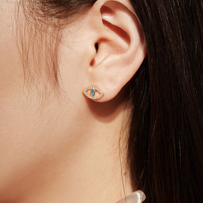 [CharmAries]Blue Devil Eyes Hollow Stud Earrings