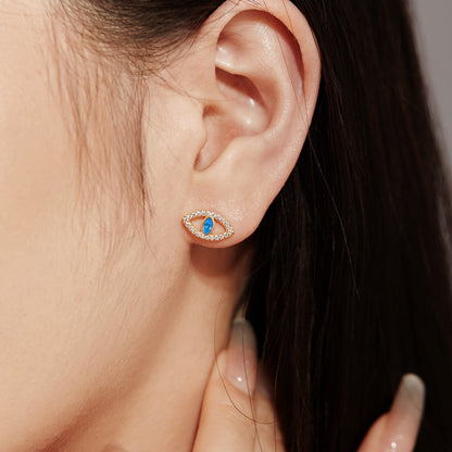 [CharmAries]Blue Devil Eyes Hollow Stud Earrings