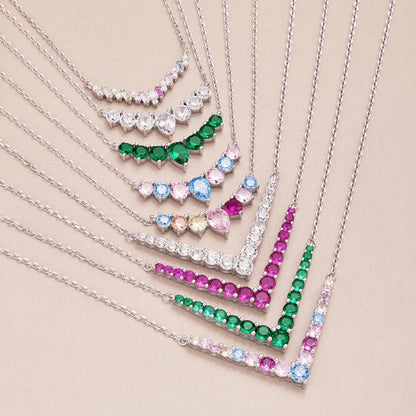 [CharmAries]Dainty Colorful Heart Necklace