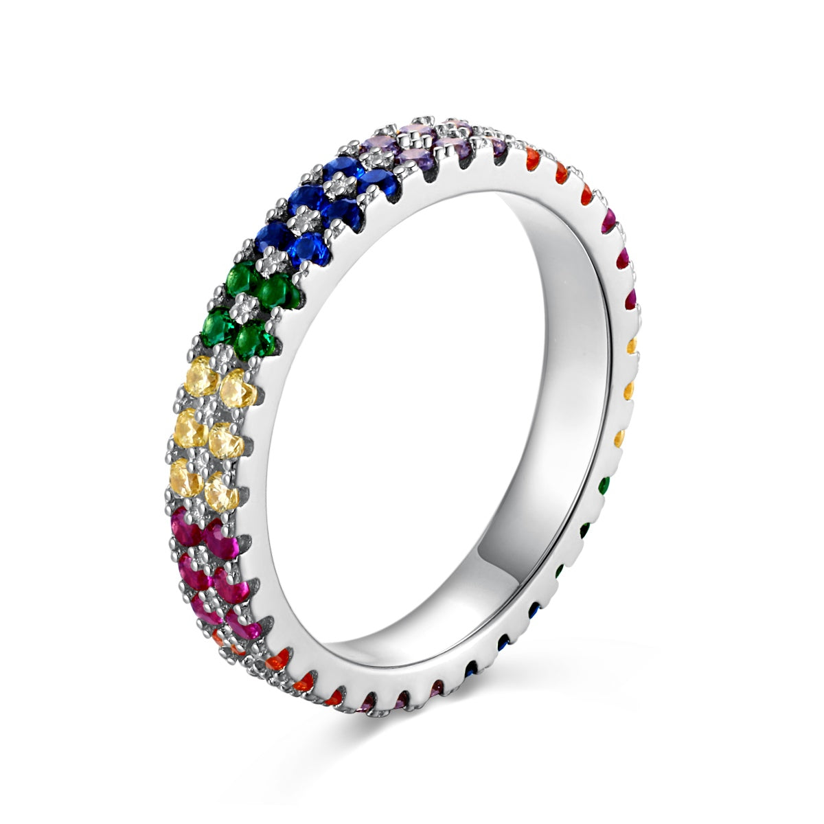 [CharmAries]Unique Colorful Round Cut Tennis Ring