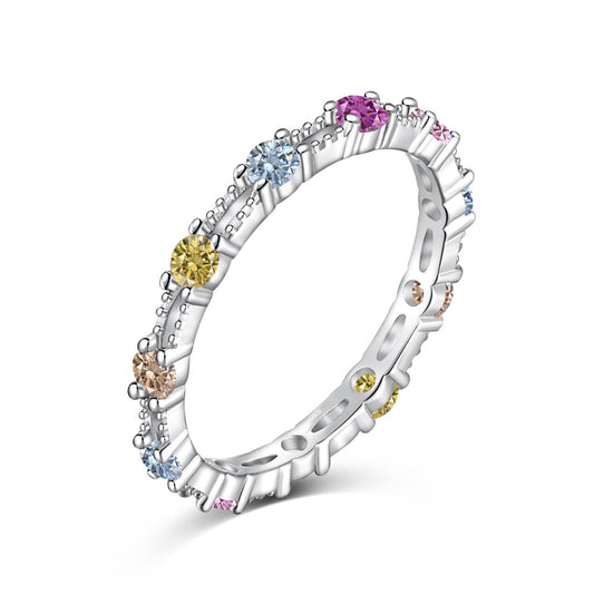 [CharmAries]Sparkling Colorful Round Cut Tennis Ring