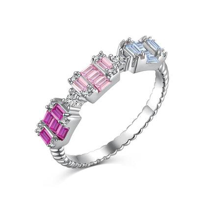 [CharmAries]Unique Colorful Emerald Cut Party Ring