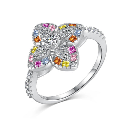 [CharmAries]Luxurious Colorful Flower Shape Banquet Ring