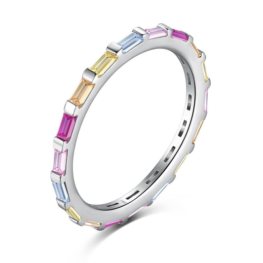 [CharmAries]Exquisite Multicolored Emerald Cut Daily Ring