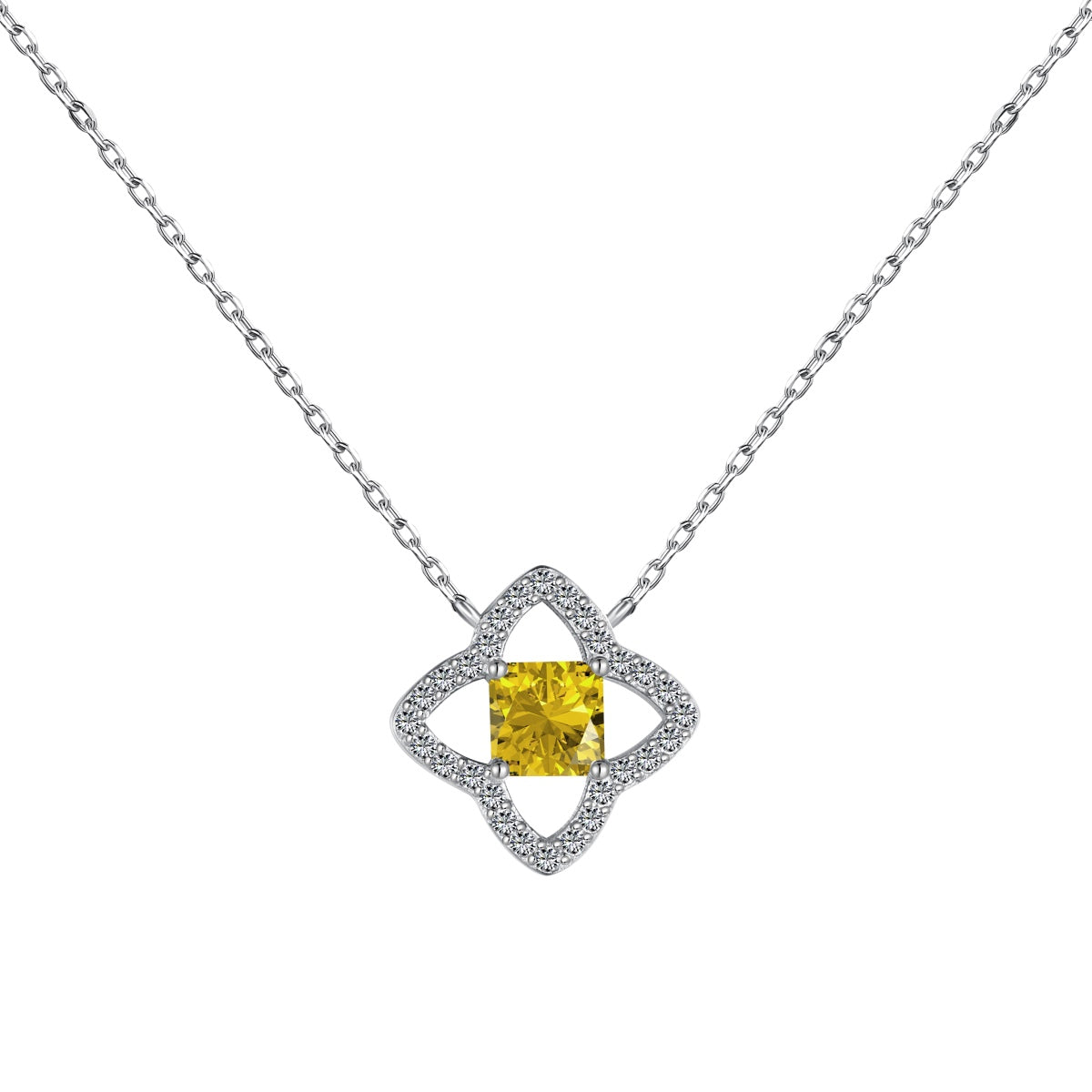 [CharmAries]Exquisite Flower Shape Princess Cut Necklace