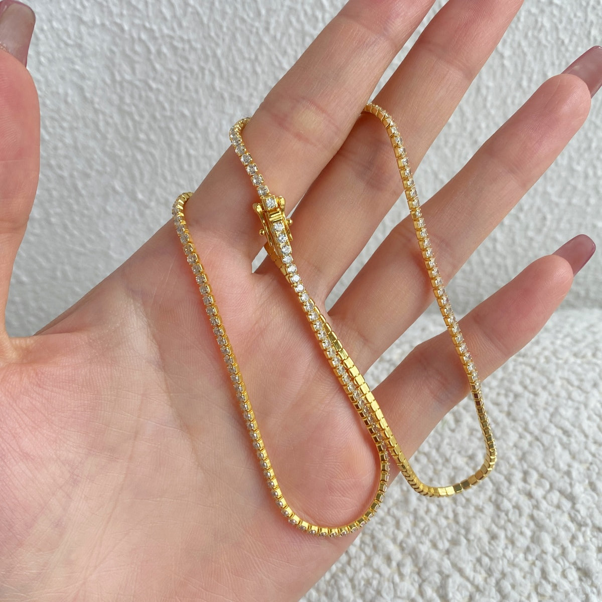 [CharmAries]Delicate Round Shape Tennis Necklace