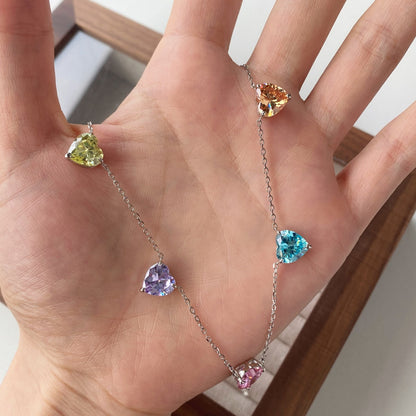 [CharmAries]Sparkling Colorful Heart Cut Necklace