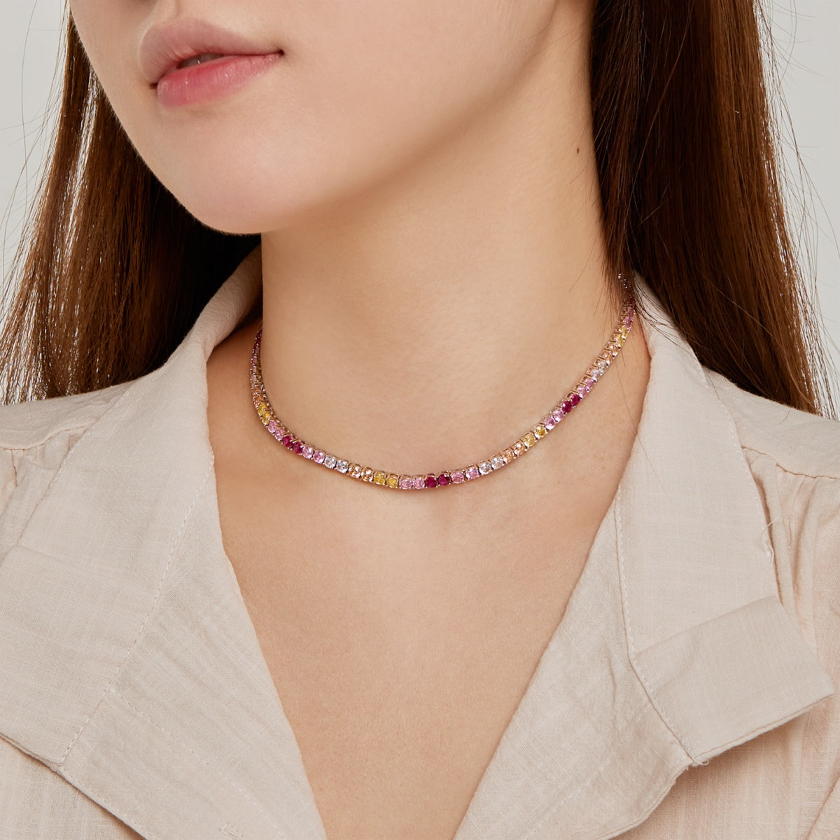 [CharmAries]Delicate Colorful Tennis Necklace