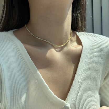 [CharmAries]Delicate Round Shape Tennis Necklace