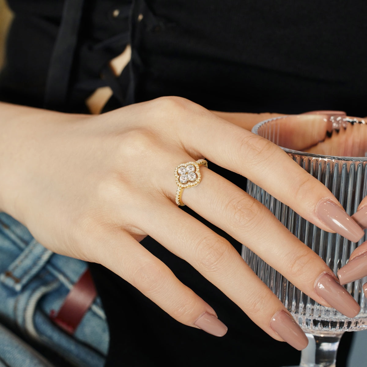 [CharmAries]Four Leaf Clover Flower Design Ring