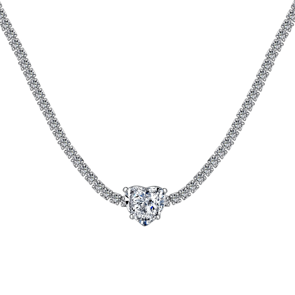 [CharmAries]2.0 Carat Sparkling Tennis Heart Cut Necklace