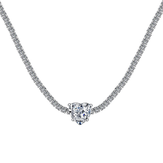 [CharmAries]2.0 Carat Sparkling Tennis Heart Cut Necklace