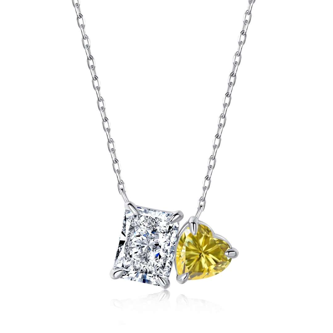 [CharmAries]Dazzling Square & Heart Shape Necklace