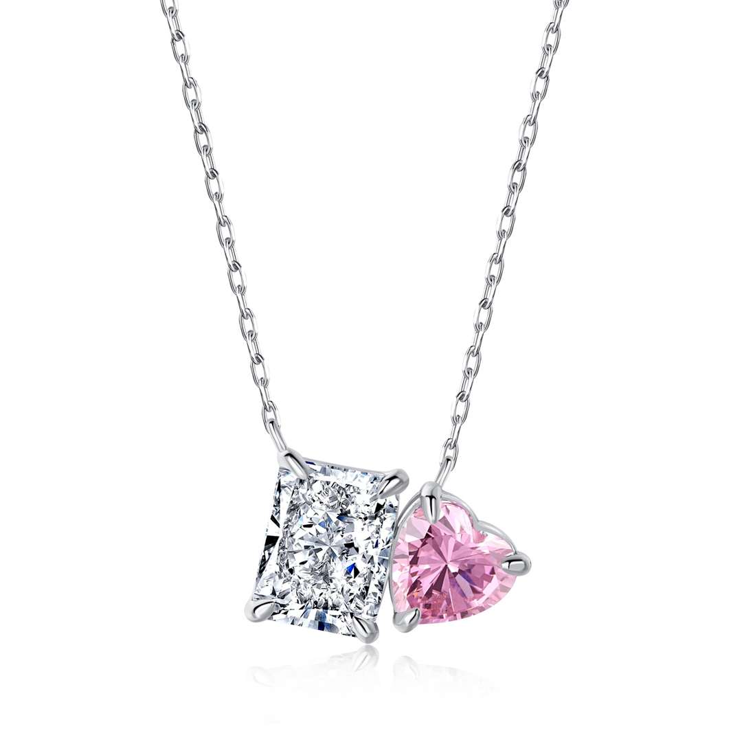 [CharmAries]Dazzling Square & Heart Shape Necklace