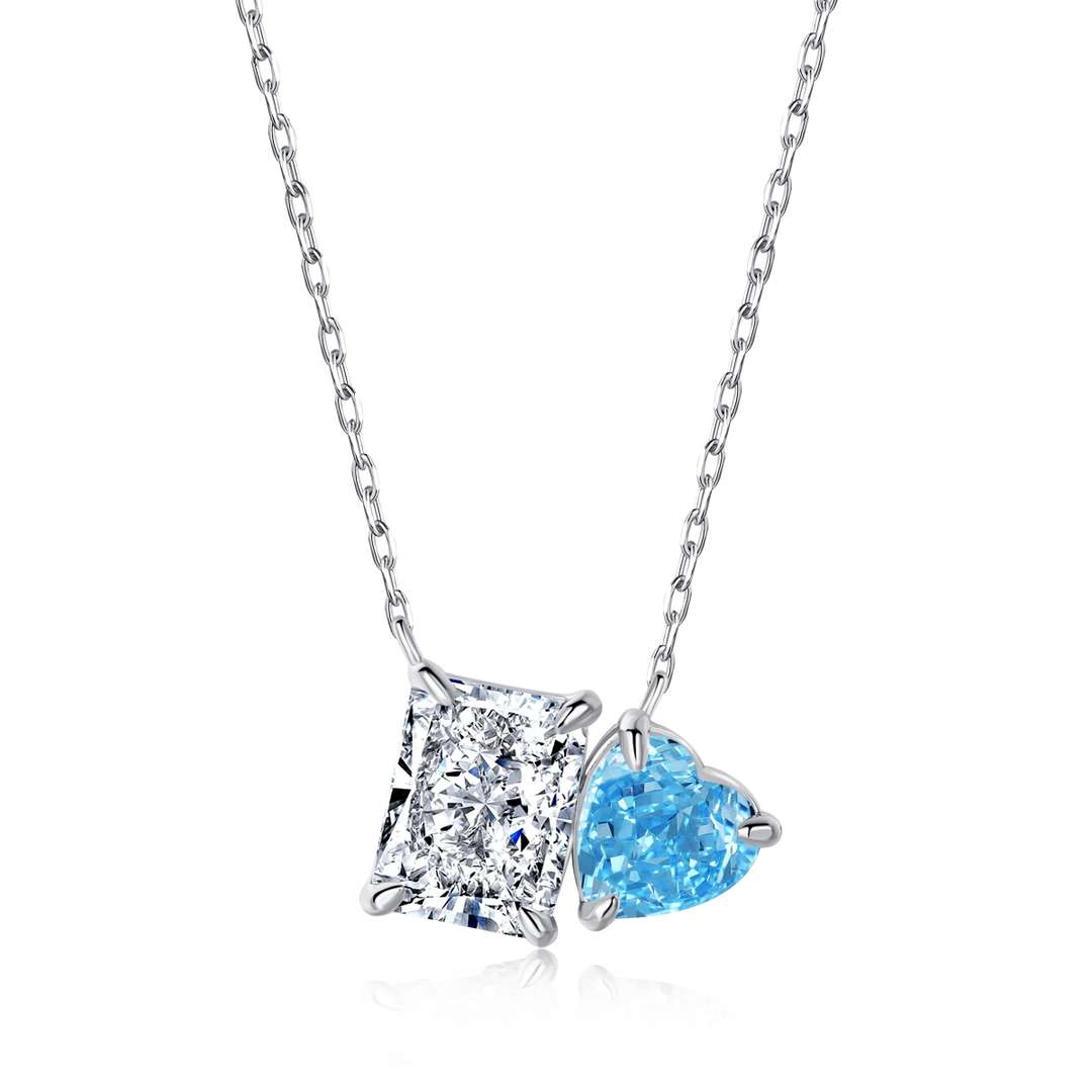 [CharmAries]Dazzling Square & Heart Shape Necklace