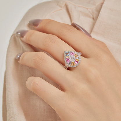 [CharmAries]Elegant Colorful Water Drop Shape Banquet Ring