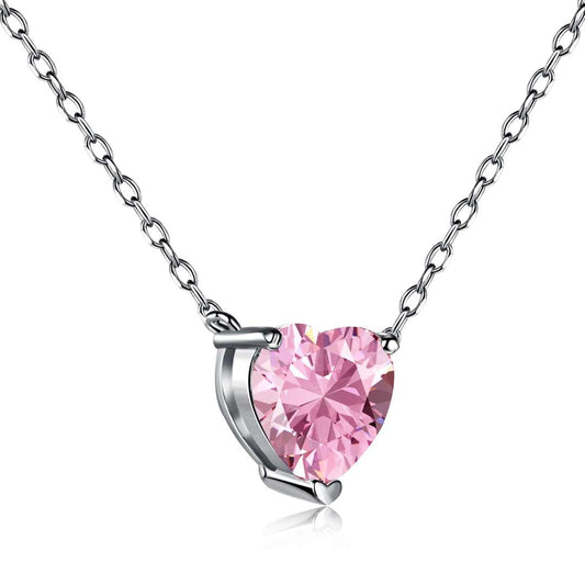 [CharmAries]Heart Shape Main Stone Pendant Collarbone Necklace