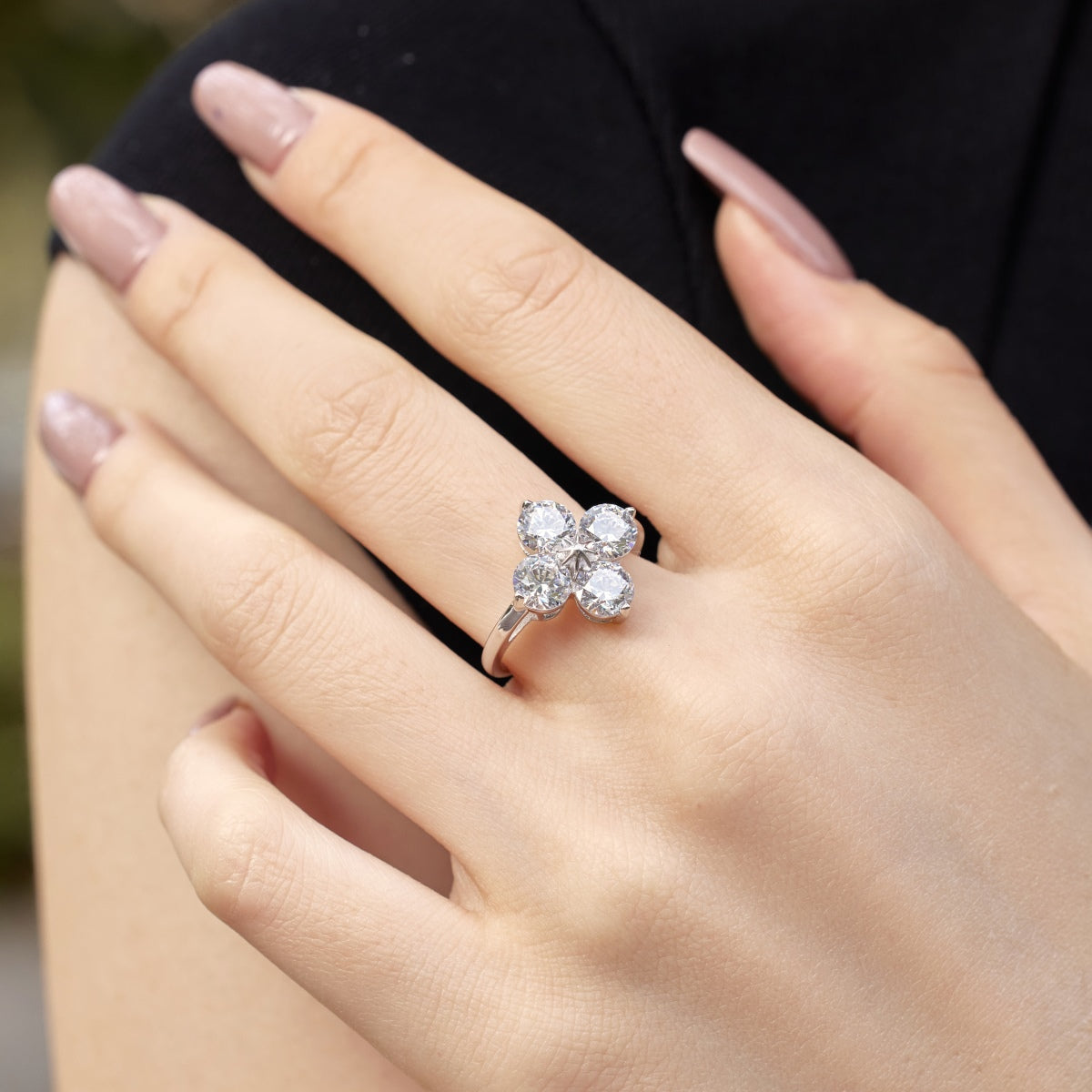 [CharmAries]Four-Leaf Clover Eight-Pointed Star Ring