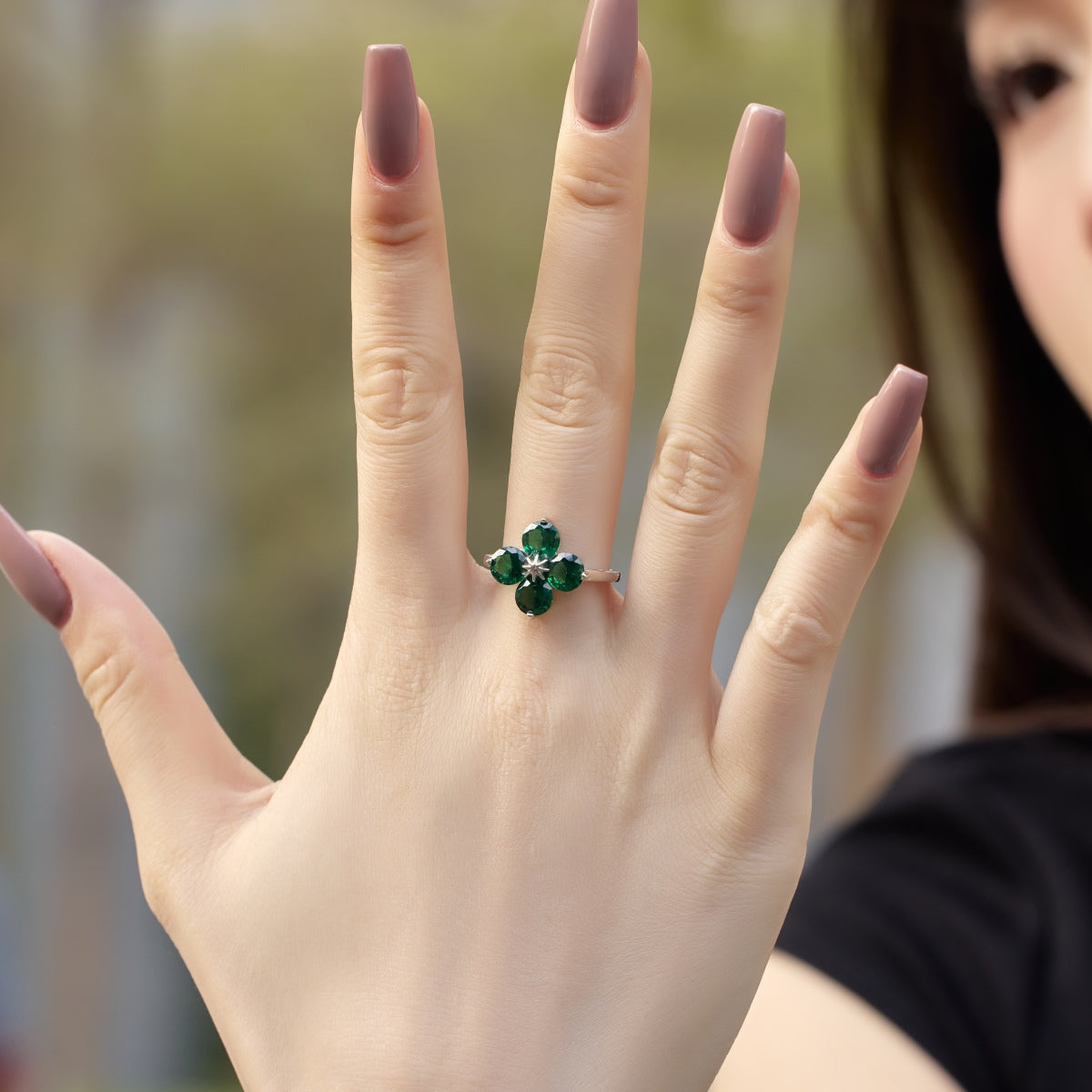 [CharmAries]Four-Leaf Clover Eight-Pointed Star Ring