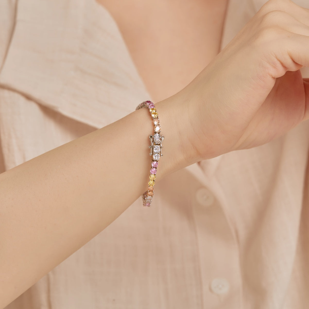 [CharmAries]Radiant Colorful Round Cut Tennis Bracelet