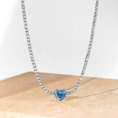 [CharmAries]2.0 Carat Sparkling Tennis Heart Cut Necklace