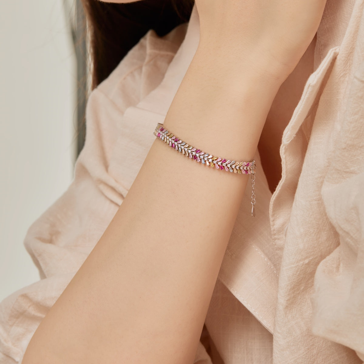 [CharmAries]Dainty Radiant Emerald Cut Daily Bracelet