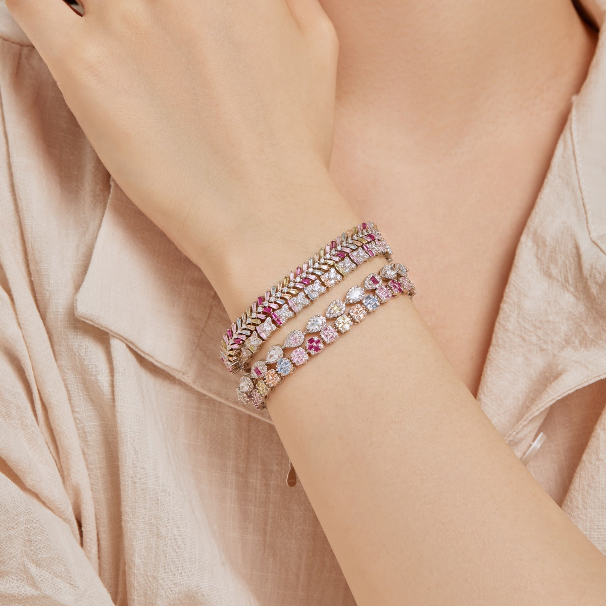 [CharmAries]Dainty Radiant Emerald Cut Daily Bracelet