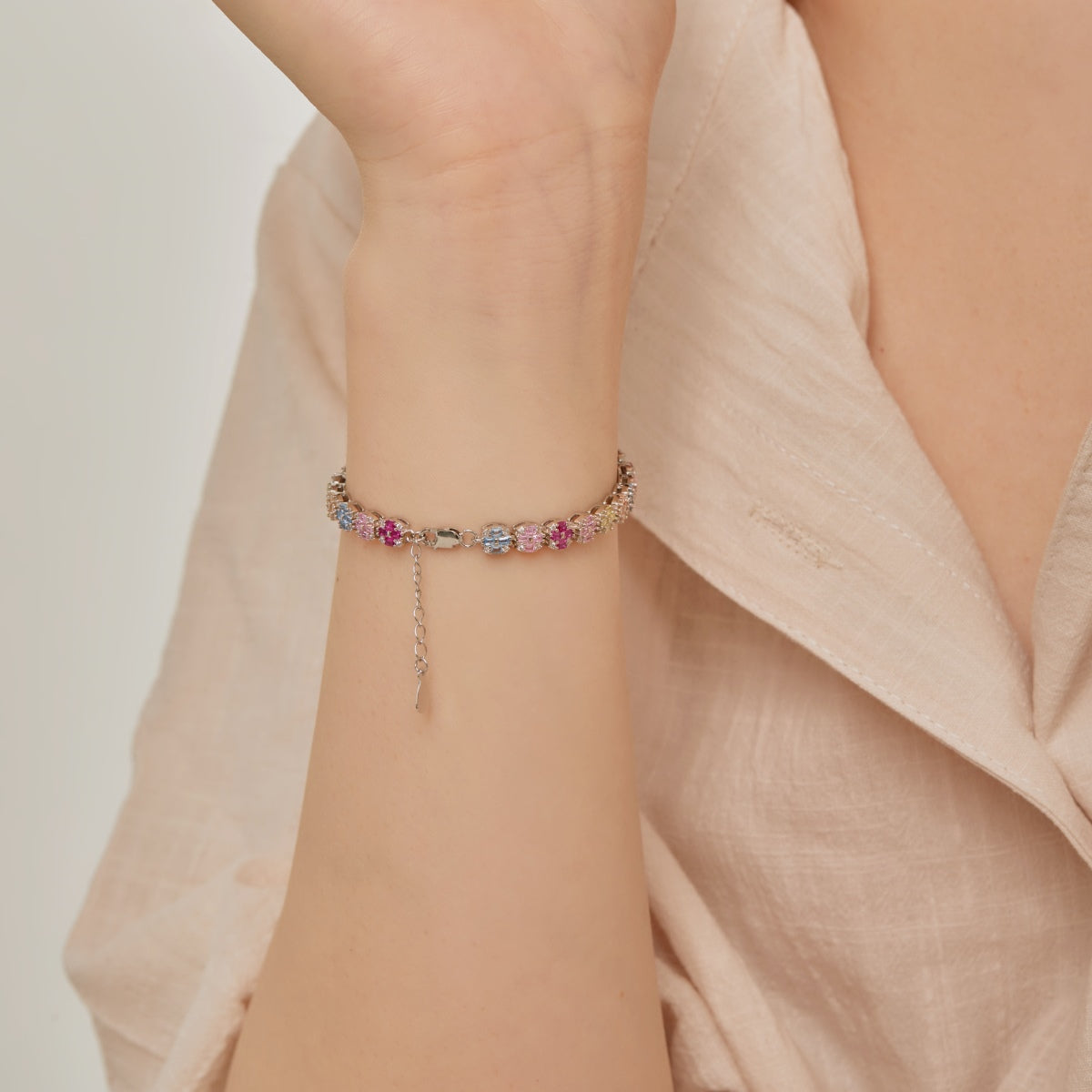 [CharmAries]Delicate Colorful Emerald Cut Daily Bracelet