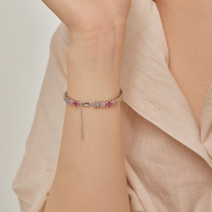 [CharmAries]Delicate Colorful Emerald Cut Daily Bracelet