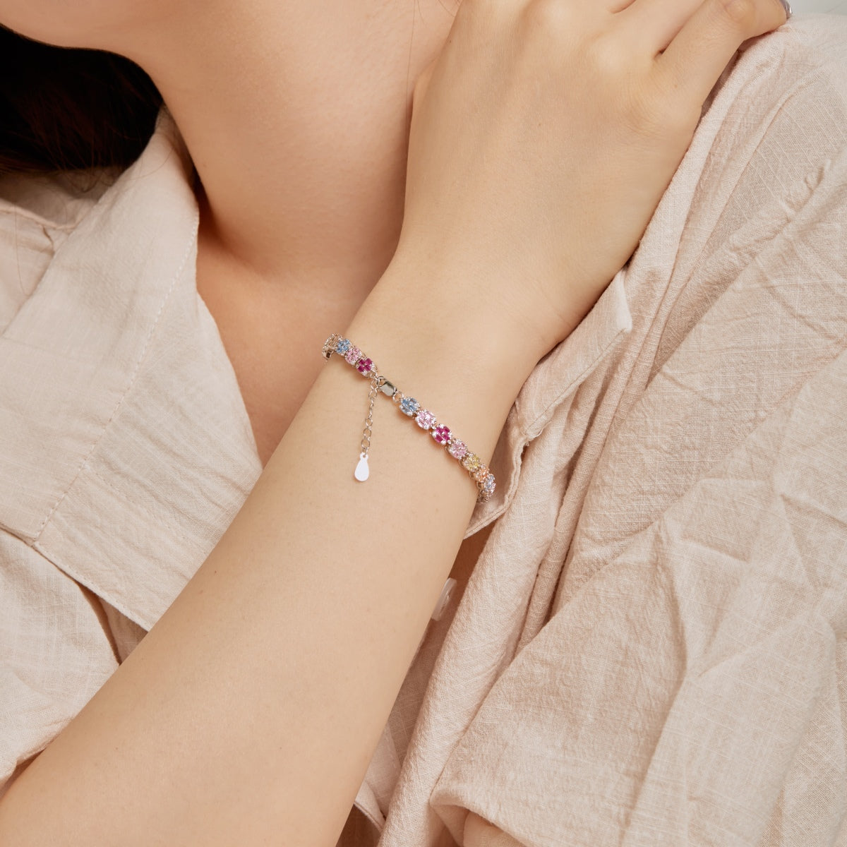 [CharmAries]Delicate Colorful Emerald Cut Daily Bracelet